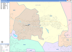 Simi Valley Wall Map Color Cast Style 2026
